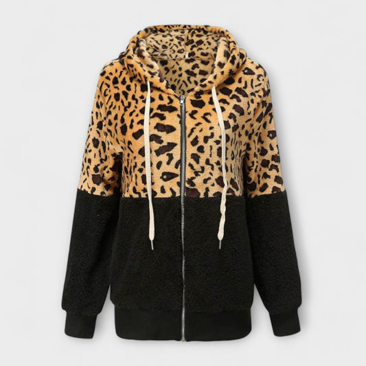 Lea - Sudadera con capucha de felpa con estampado de leopardo
