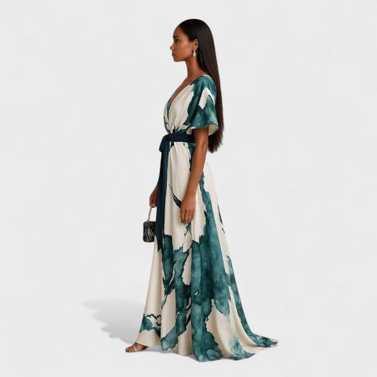 Nayla | Vestido largo con estampado acuarela