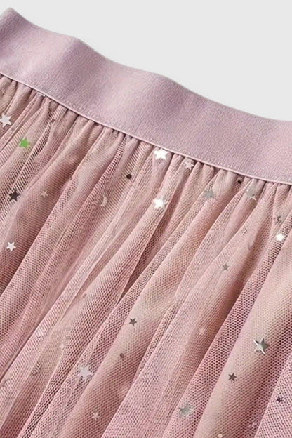 Colette | Falda de Alba | Lentejuelas con Dobladillo Fruncido y Cintura Alta