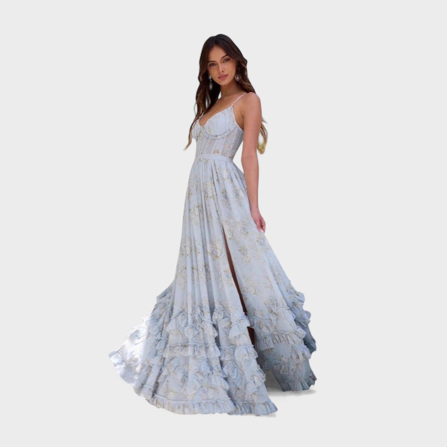 Florencia | Vestido largo bohemio con abertura y volantes