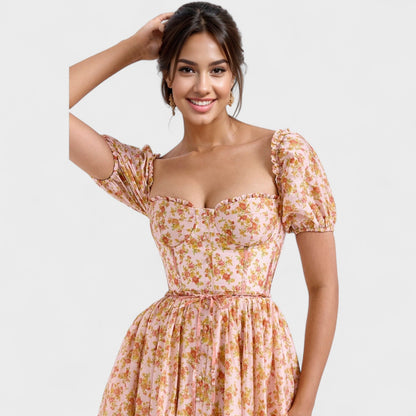 Vestido Valentina Floral Coral