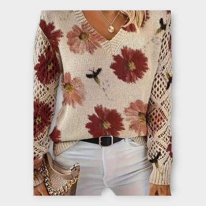 Suéter trenzado con detalles de encaje