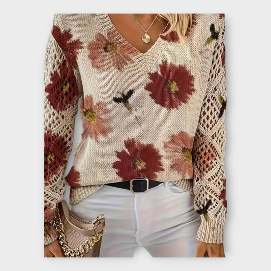 Suéter trenzado con detalles de encaje