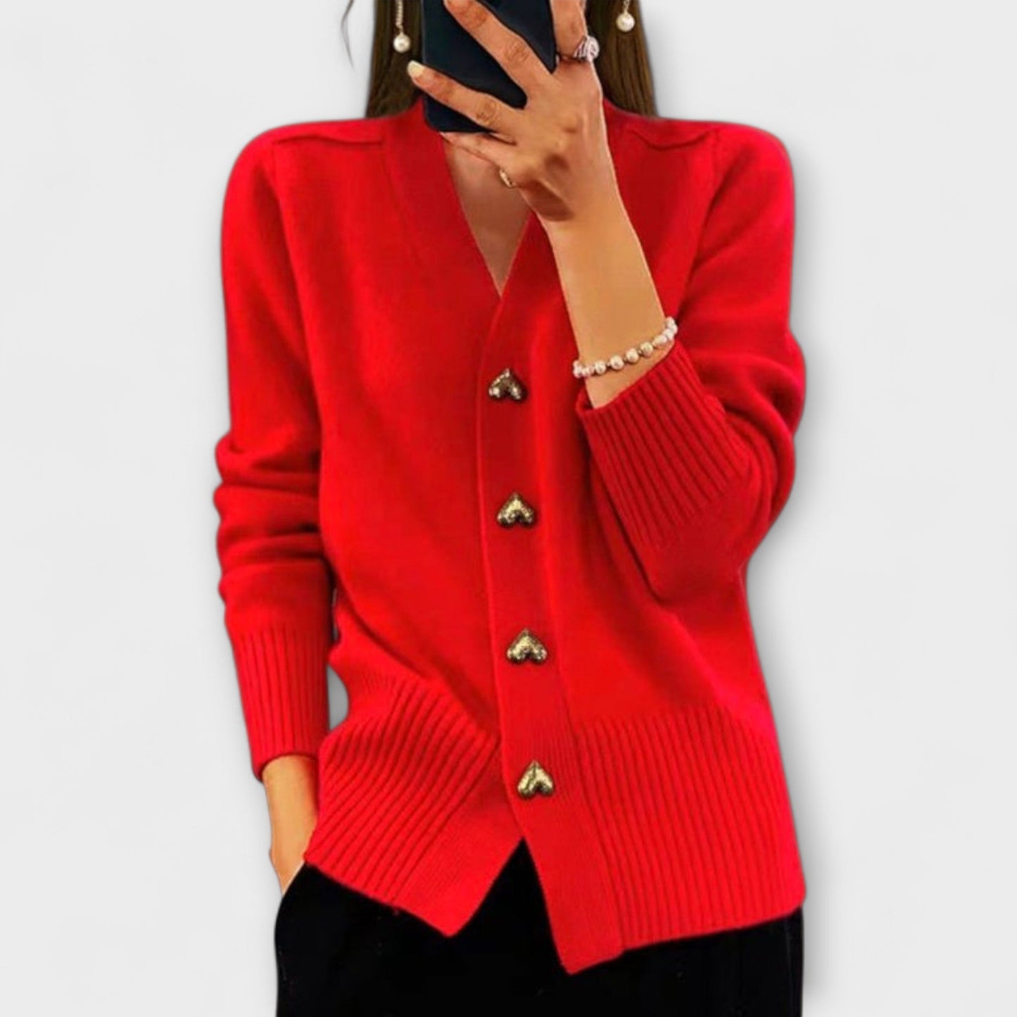 Marij – Suéter para mujer con escote en V en estilo vintage