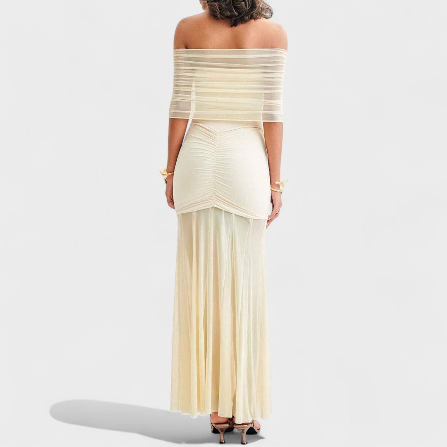 Vittoria | Vestido largo de punto con hombros descubiertos