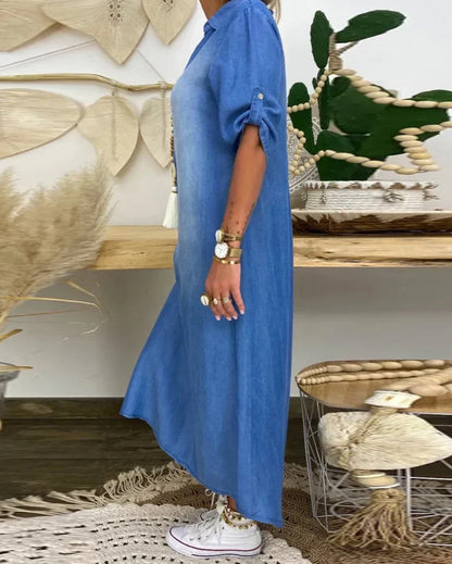 Ibiza | Vestido Maxi de Mezclilla con Detalles Modernos