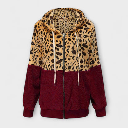Lea - Sudadera con capucha de felpa con estampado de leopardo