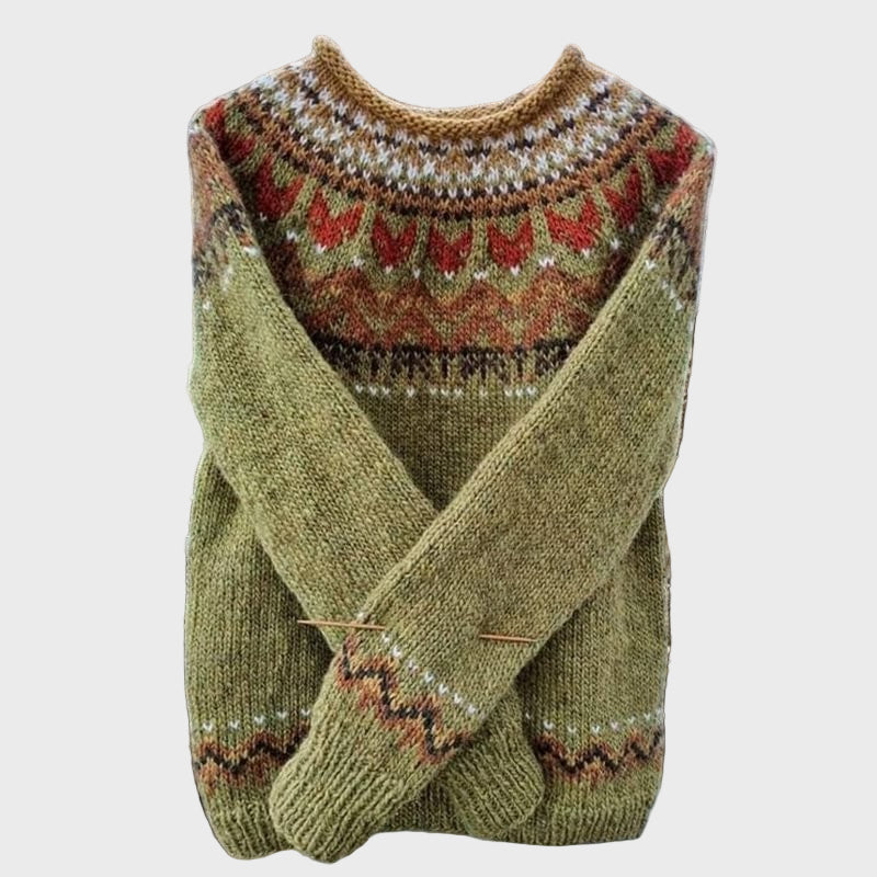 Cuello alto de punto con diseño vintage jacquard