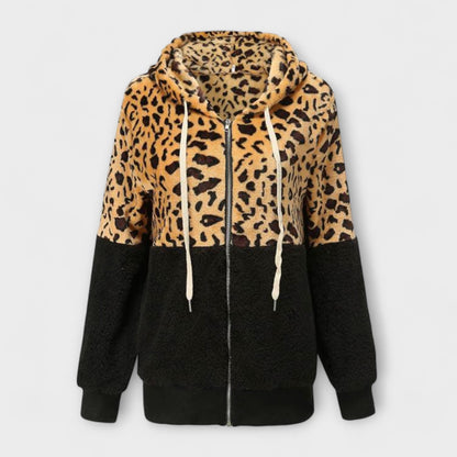 Lea - Sudadera con capucha de felpa con estampado de leopardo