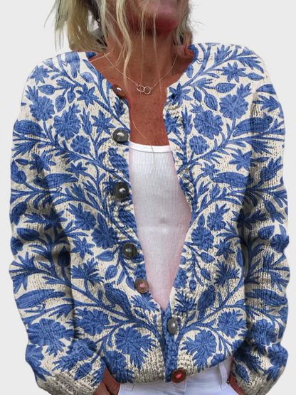 Chaleco de punto con diseño de flores