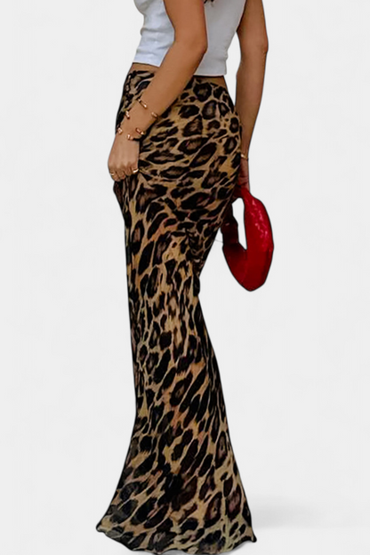 Elena | Falda Maxi Slim con Estampado de Leopardo