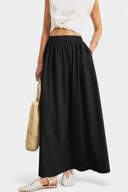 Yora | Falda A-Line de Algodón con Cintura Elástica y Bolsillos