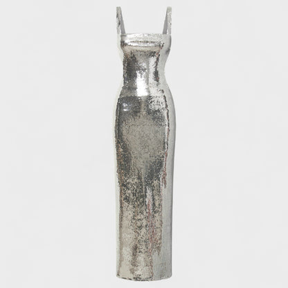 Petra | Vestido de gala Plateado Brillante