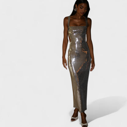 Petra | Vestido de gala Plateado Brillante