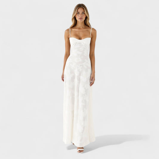 Verona | Vestido largo de encaje con estampado floral