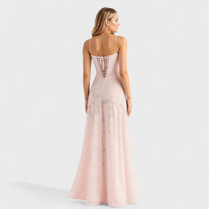 Verona | Vestido largo de encaje con estampado floral