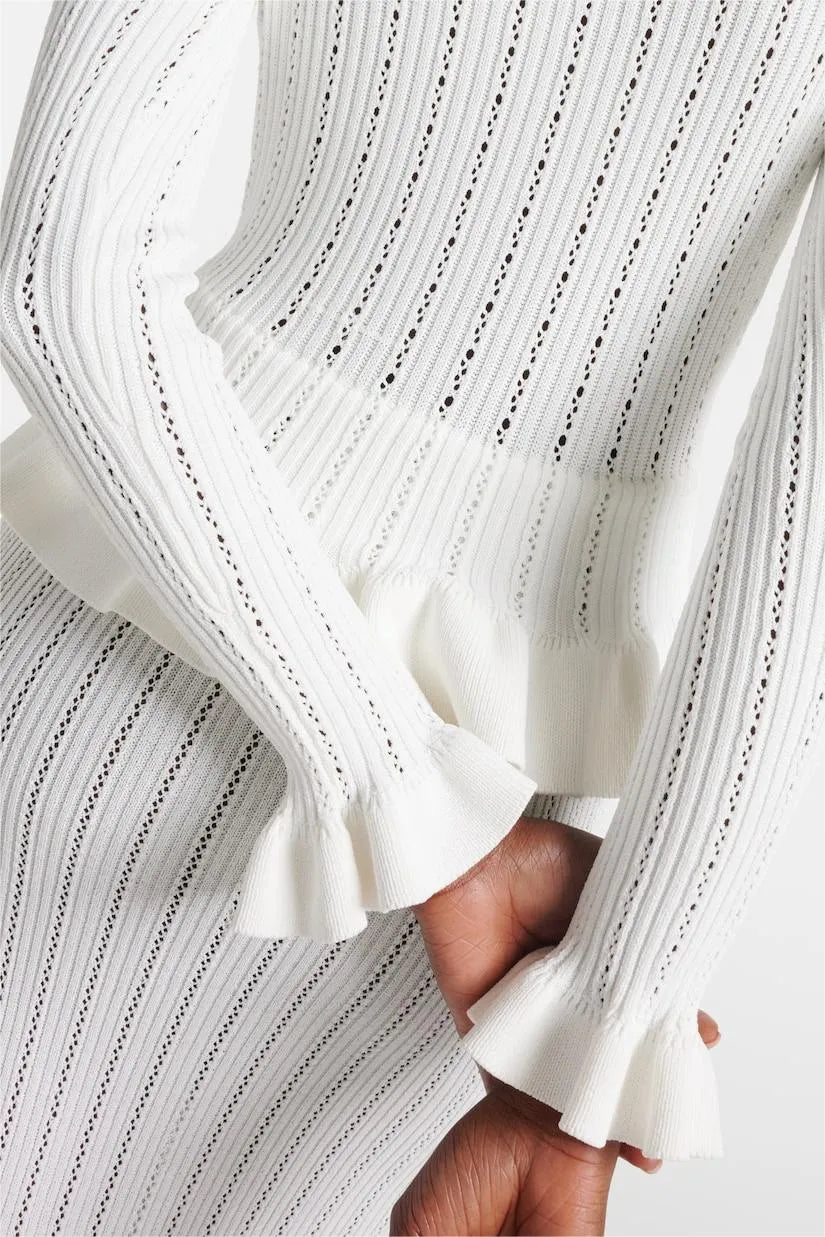 Prudence | Conjunto de Vestido Midi de Punto Refinado y Top con Botones