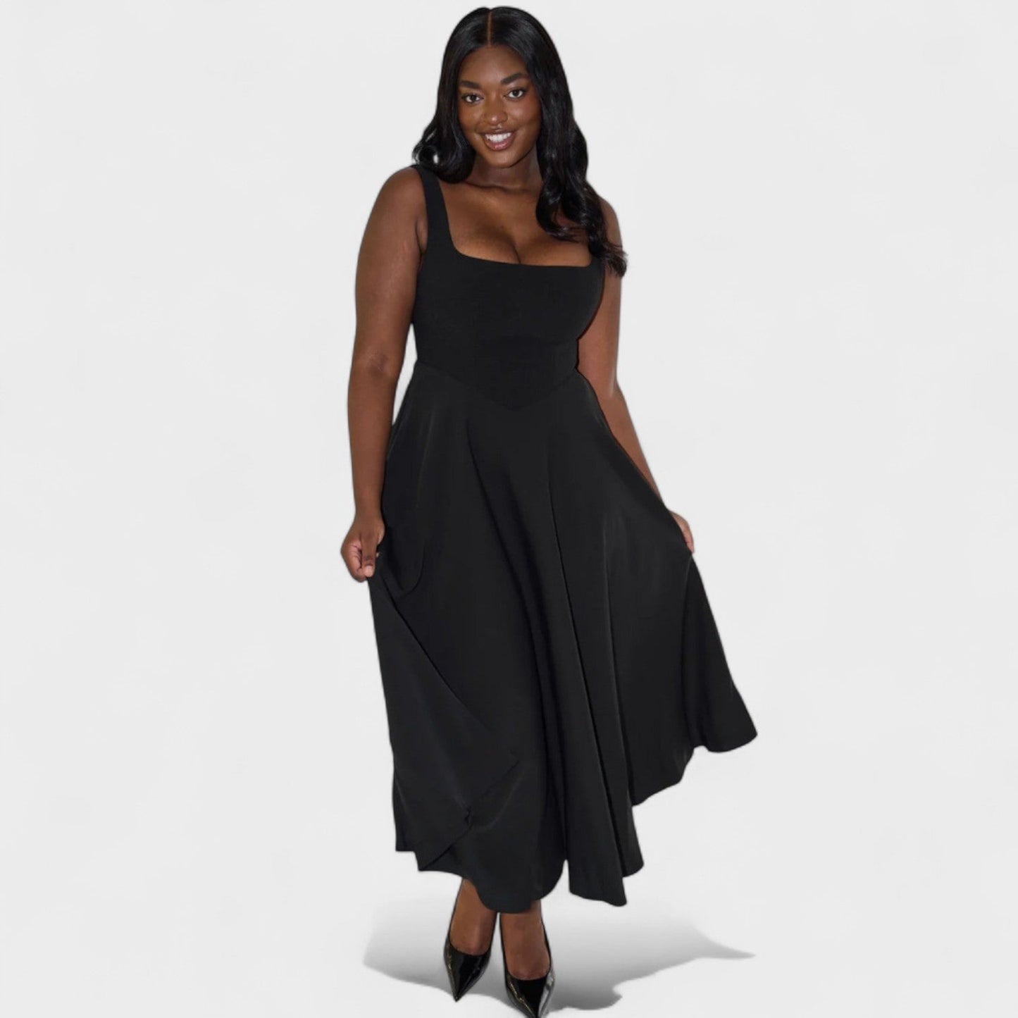 Maribel - Vestido Midi con Escote Cuadrado