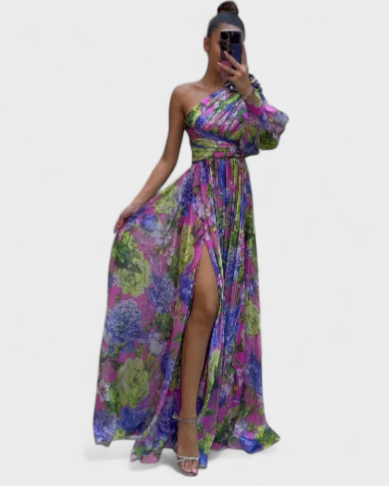 Whitney | Vestido Elegante y Fluyente de Hombro para Eventos de Verano