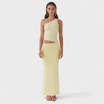 Seranella | Vestido maxi asimétrico con corte