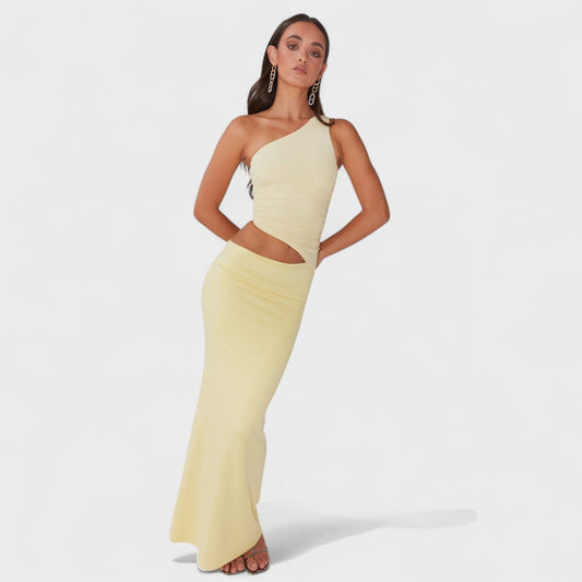 Seranella | Vestido maxi asimétrico con corte