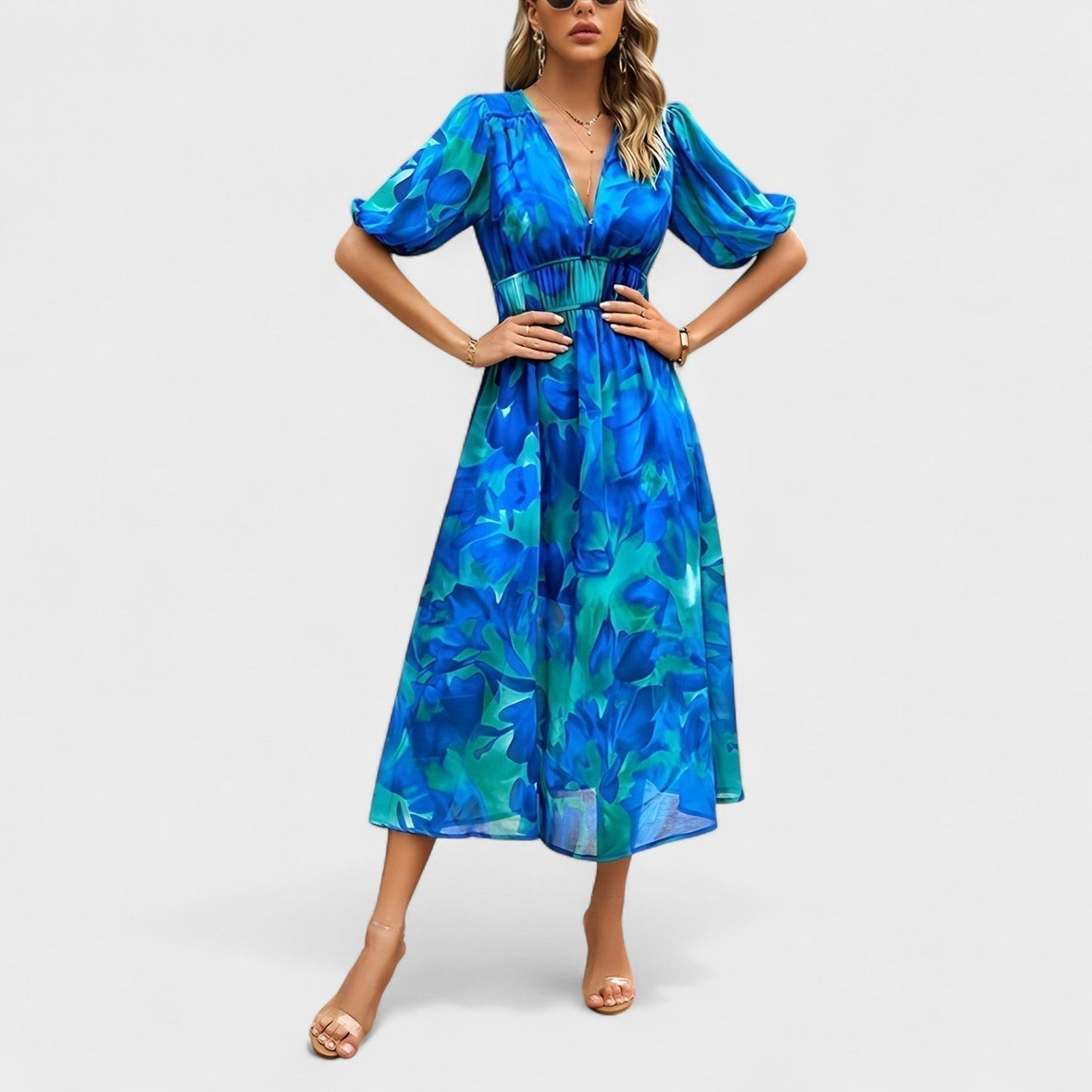 Clara – Vestido Midi Floral Elegante