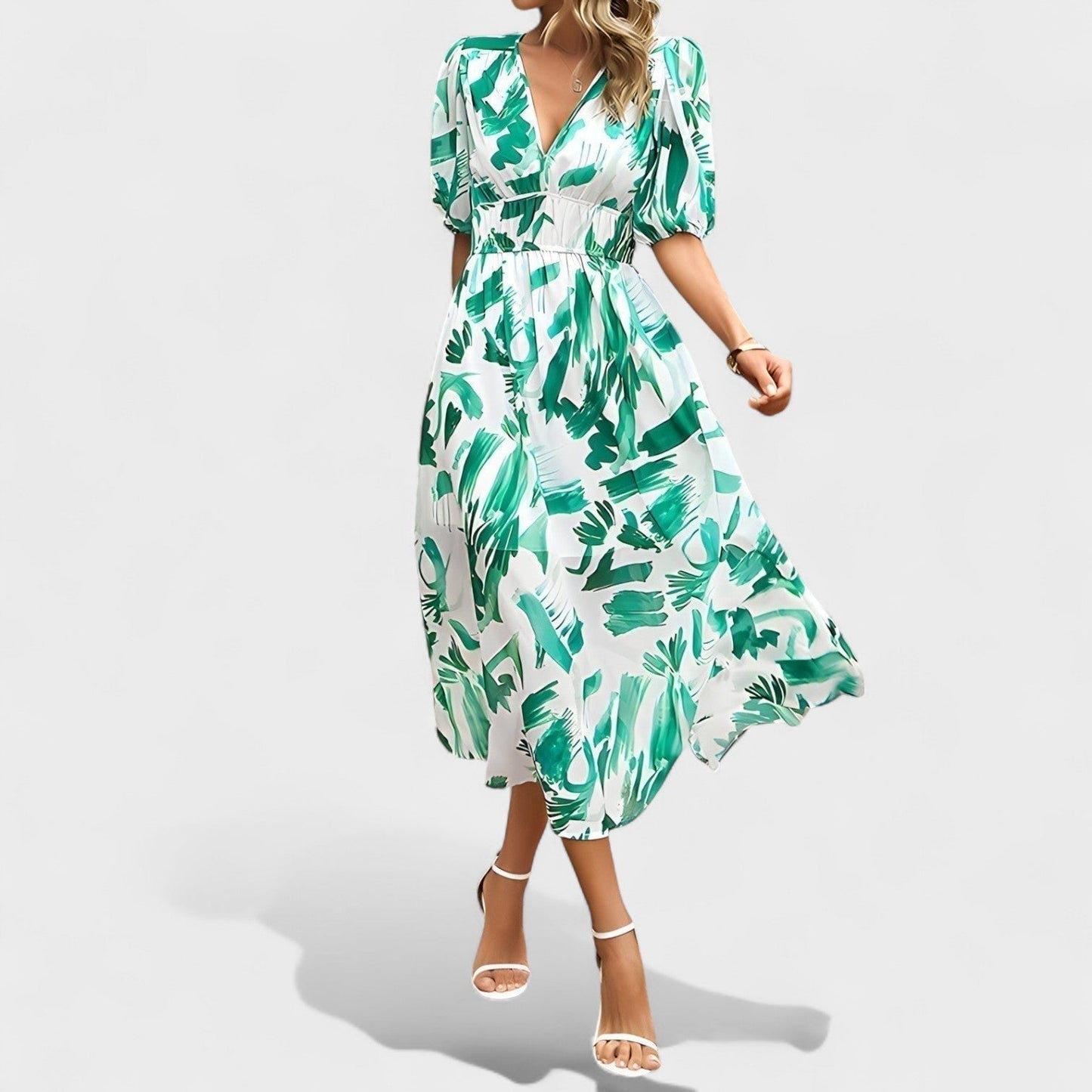 Clara – Vestido Midi Floral Elegante