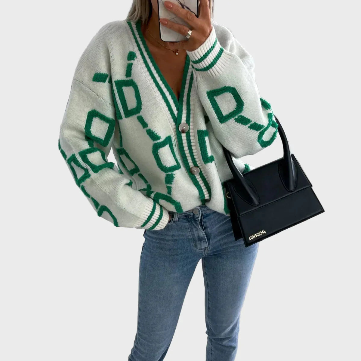 Chaleco de punto moderno con diseño geométrico