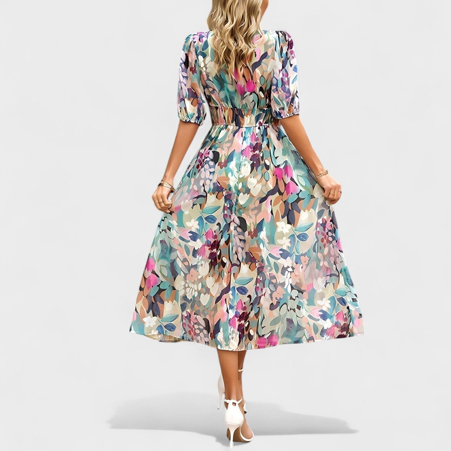 Clara – Vestido Midi Floral Elegante