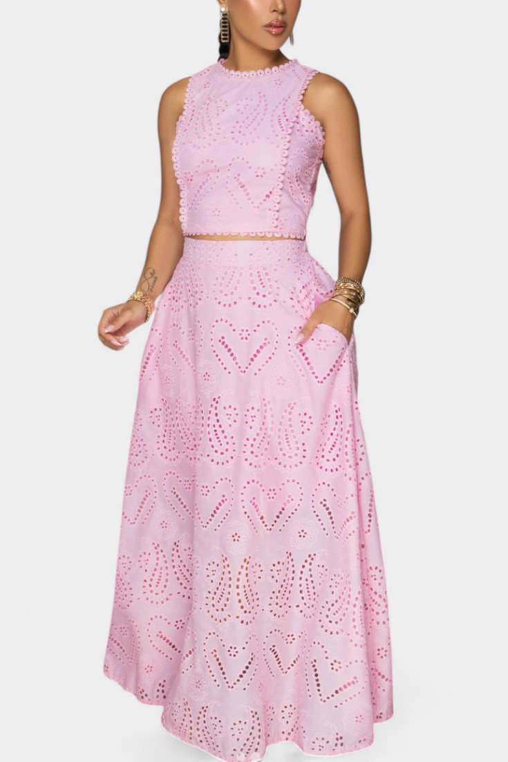 Danitza | Conjunto Romántico de Encaje Floral Calado