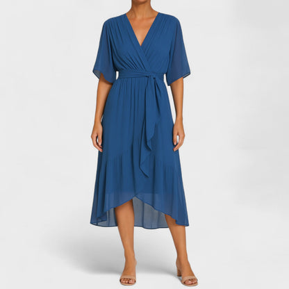 Yalina - Vestido elegante con cinturilla alrededor de la cintura y cinturilla ajustable