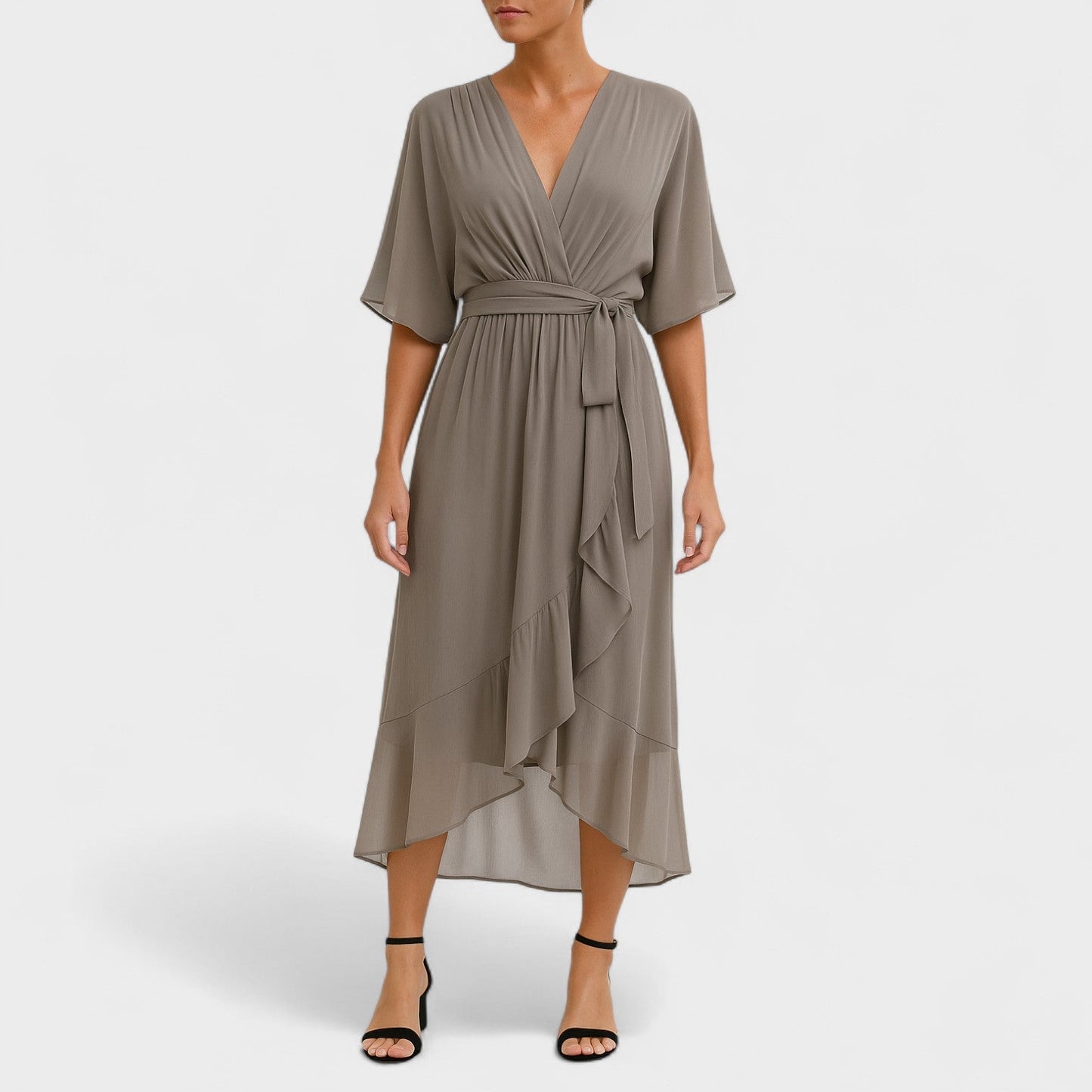 Yalina - Vestido elegante con cinturilla alrededor de la cintura y cinturilla ajustable