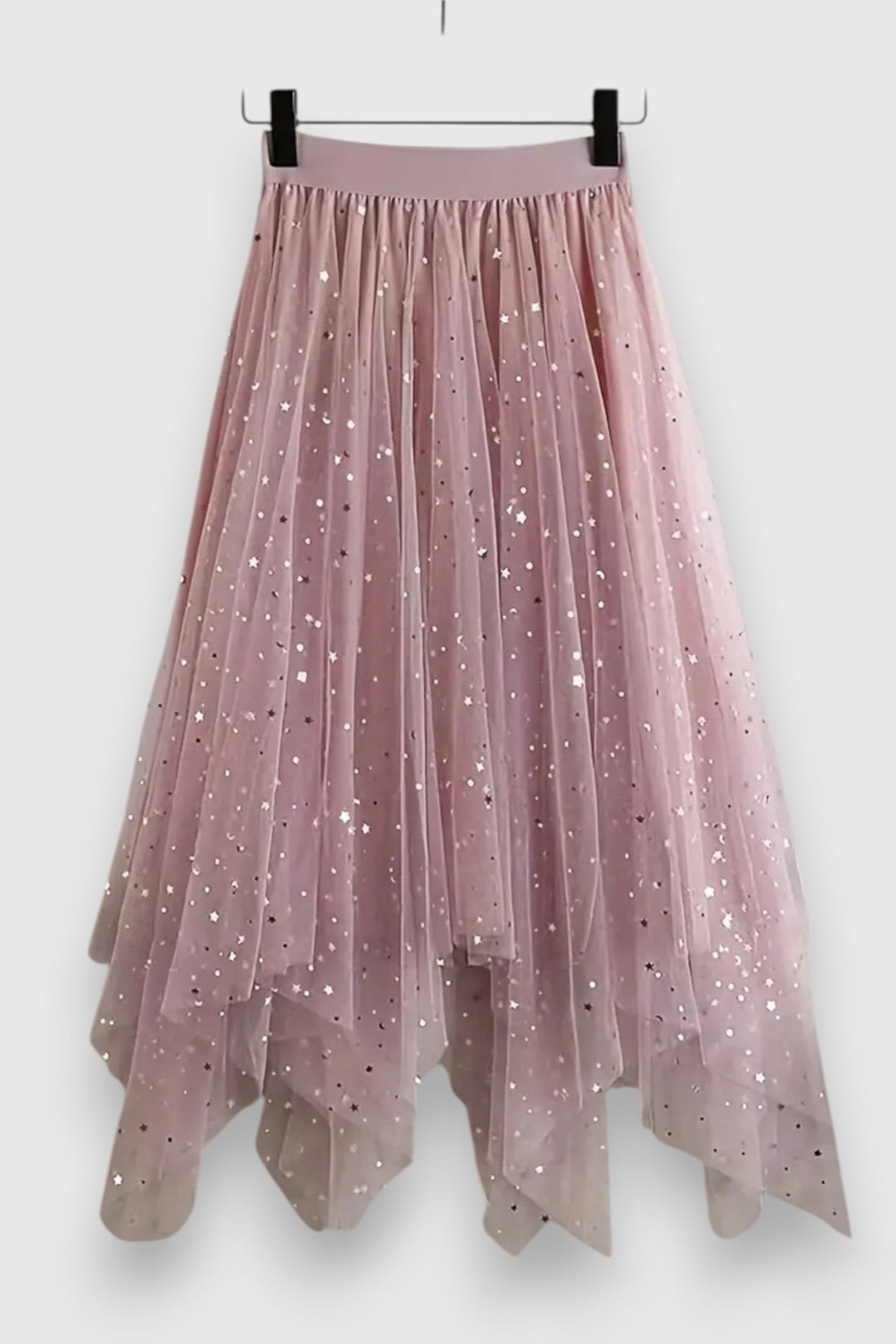 Colette | Falda de Alba | Lentejuelas con Dobladillo Fruncido y Cintura Alta