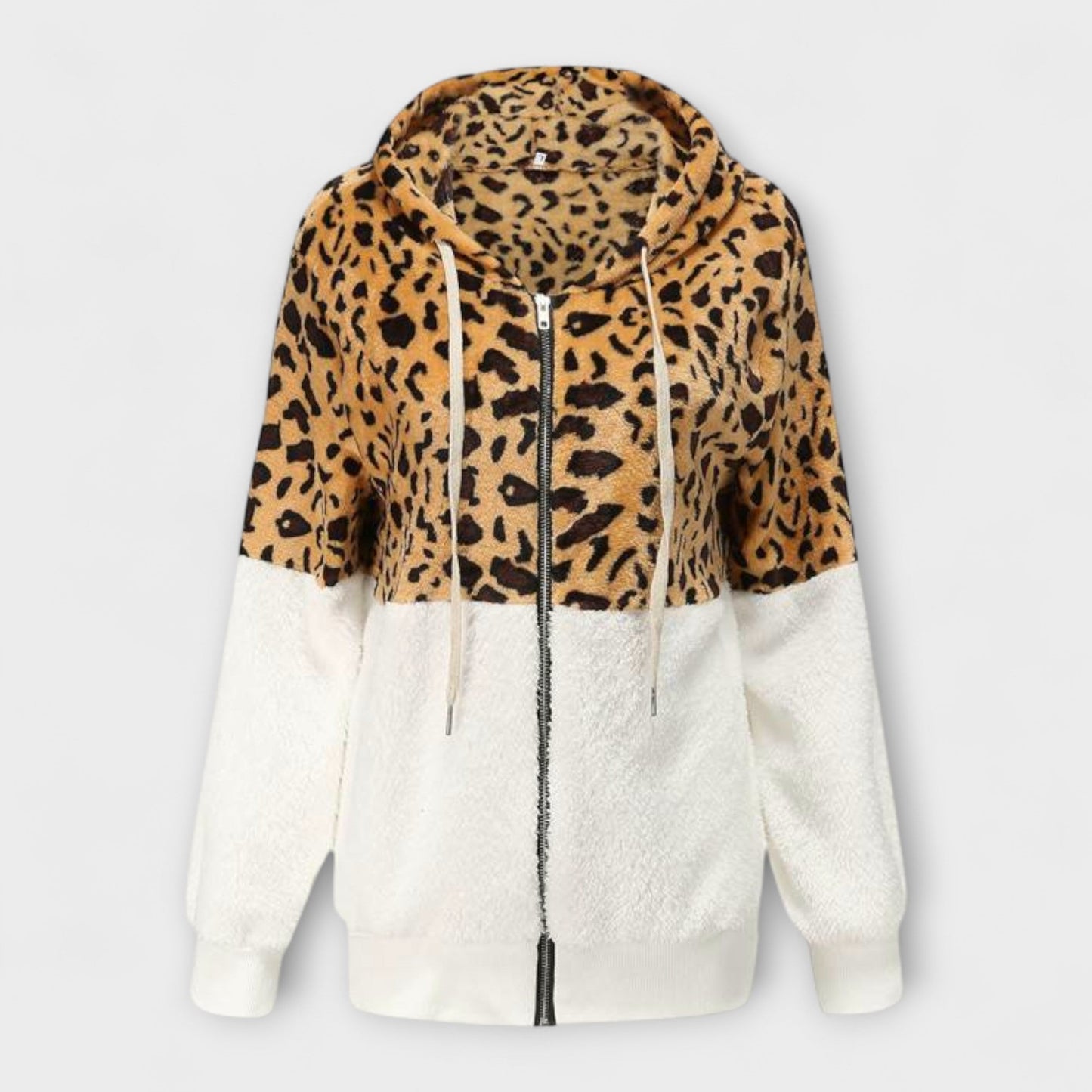 Lea - Sudadera con capucha de felpa con estampado de leopardo