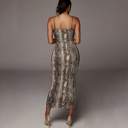 Leopardo | Vestido Ajustado Sexy con Estampado de Leopardo y Tirantes Finos