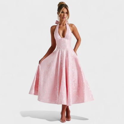 Effie -Vestido midi texturizado con escote en V