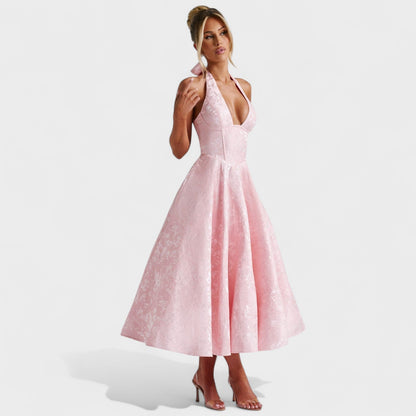 Effie -Vestido midi texturizado con escote en V