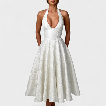 Effie -Vestido midi texturizado con escote en V