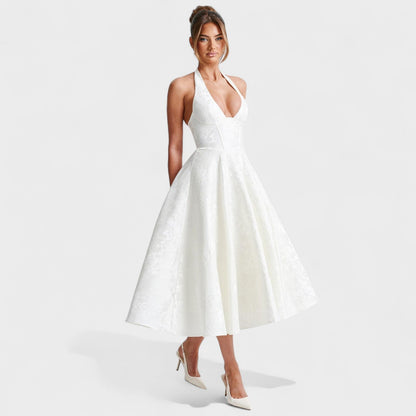 Effie -Vestido midi texturizado con escote en V