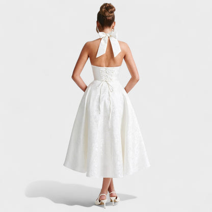 Effie -Vestido midi texturizado con escote en V