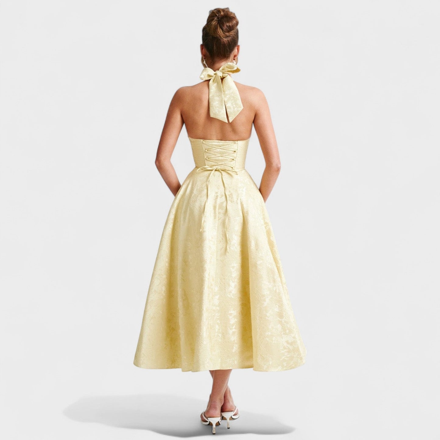 Effie -Vestido midi texturizado con escote en V