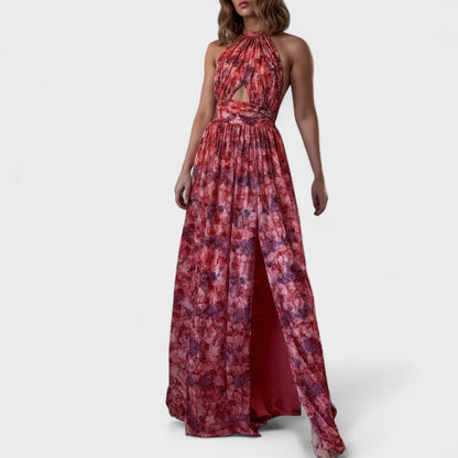 Floralia | Vestido largo con pesas y espalda descubierta