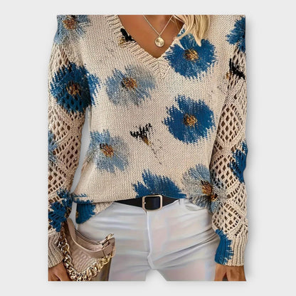 Suéter trenzado con detalles de encaje