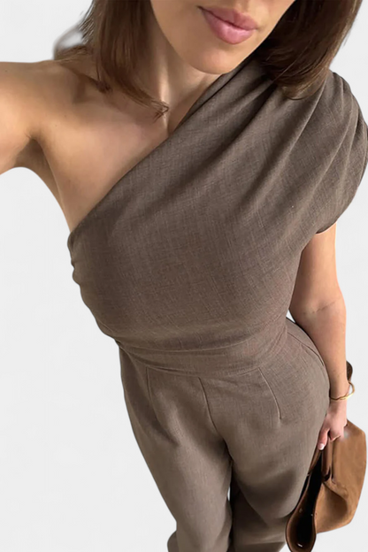 Magnolia | Mono Elegante de Un Hombro con Fruncidos