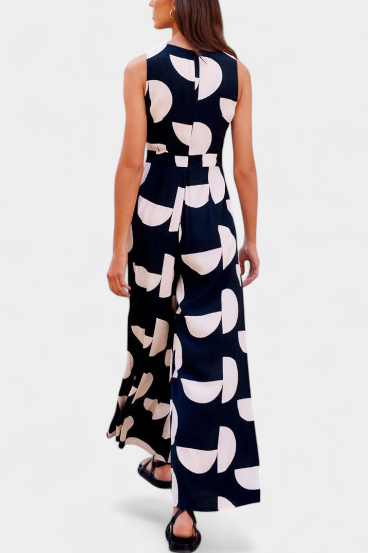 Brooke | Mono Holgado Estampado con Cintura Ceñida y Pierna Ancha