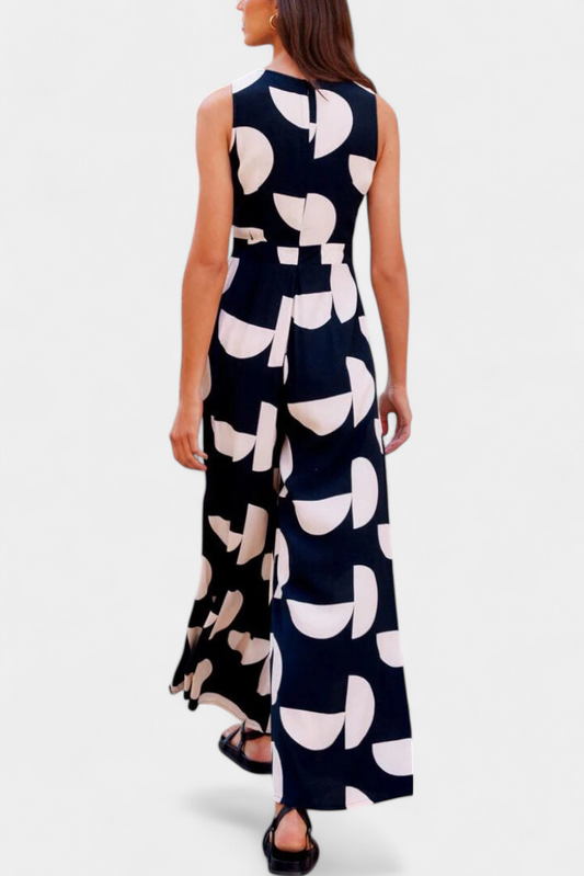 Brooke | Mono Holgado Estampado con Cintura Ceñida y Pierna Ancha