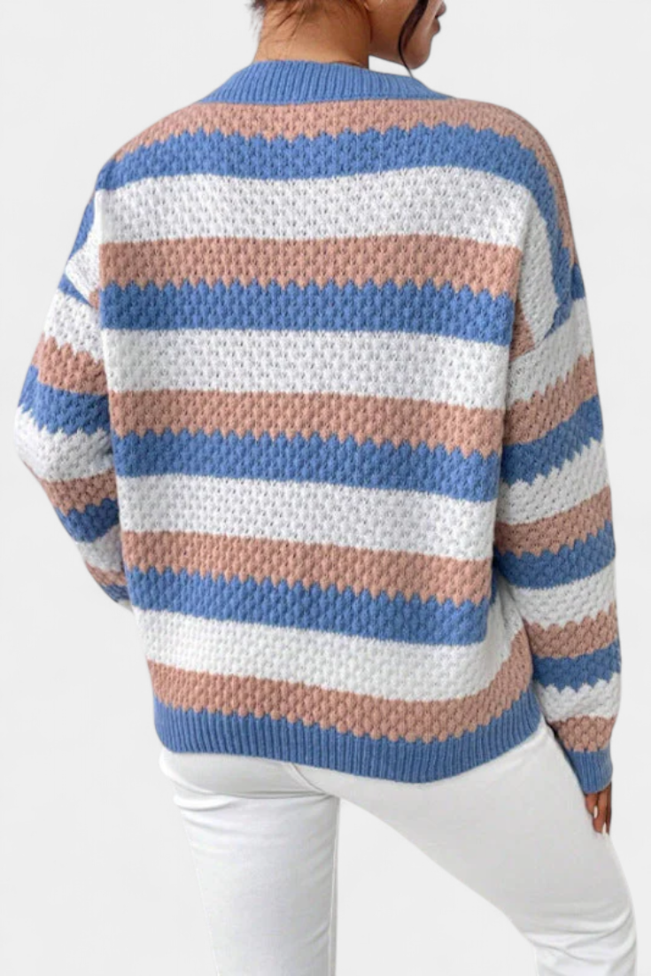 Kristen | Jersey Oversized de Cuello Redondo a Rayas