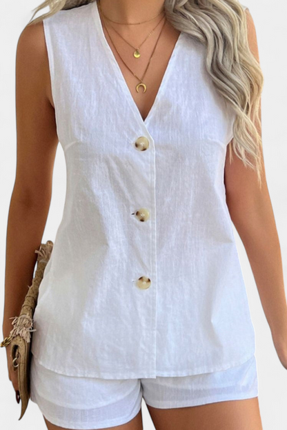 Loren | Conjunto de Lino Sin Mangas de Estilo Relajado