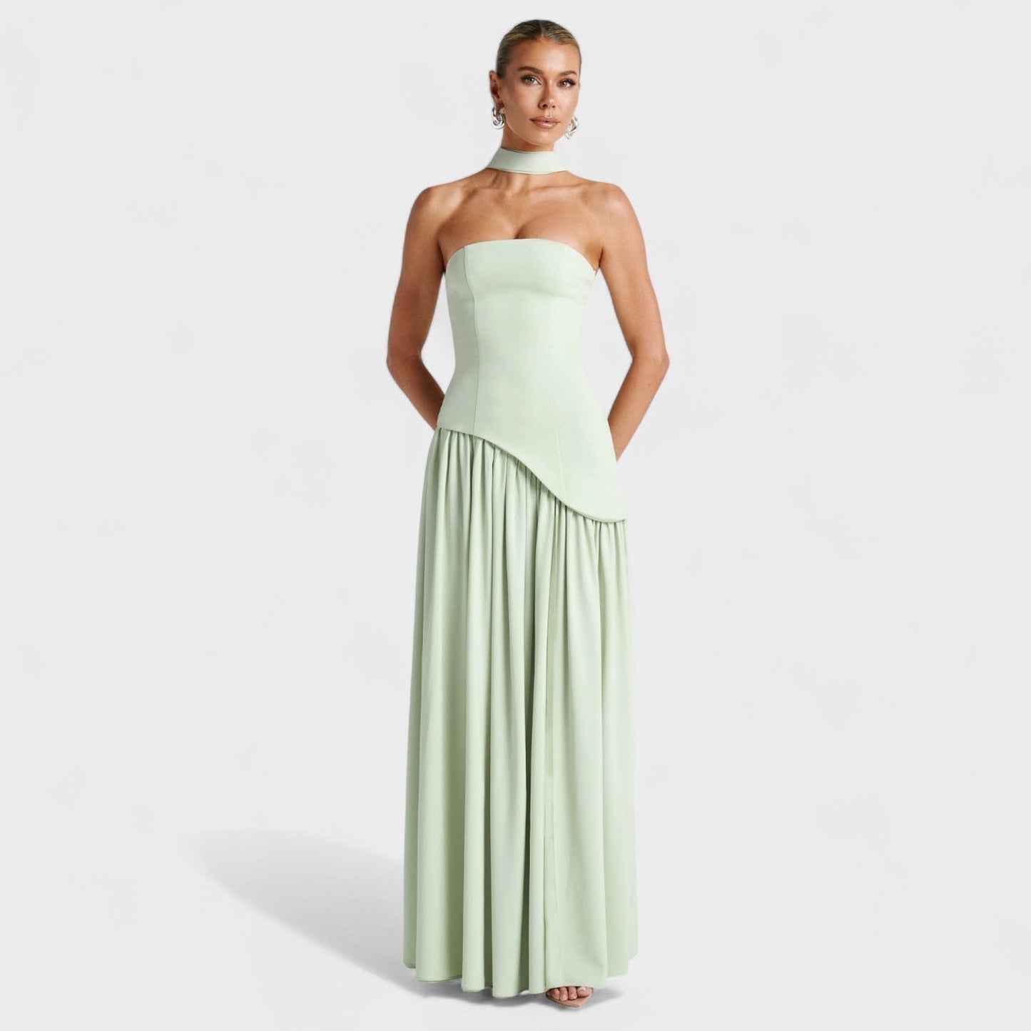 Maliyah | Vestido Corte asimétrico Verde menta