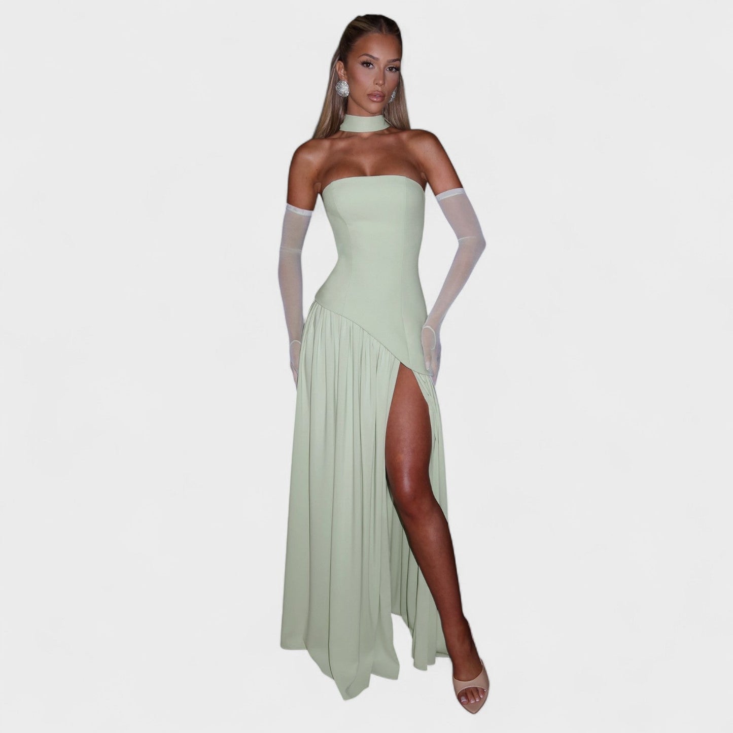 Maliyah | Vestido Corte asimétrico Verde menta